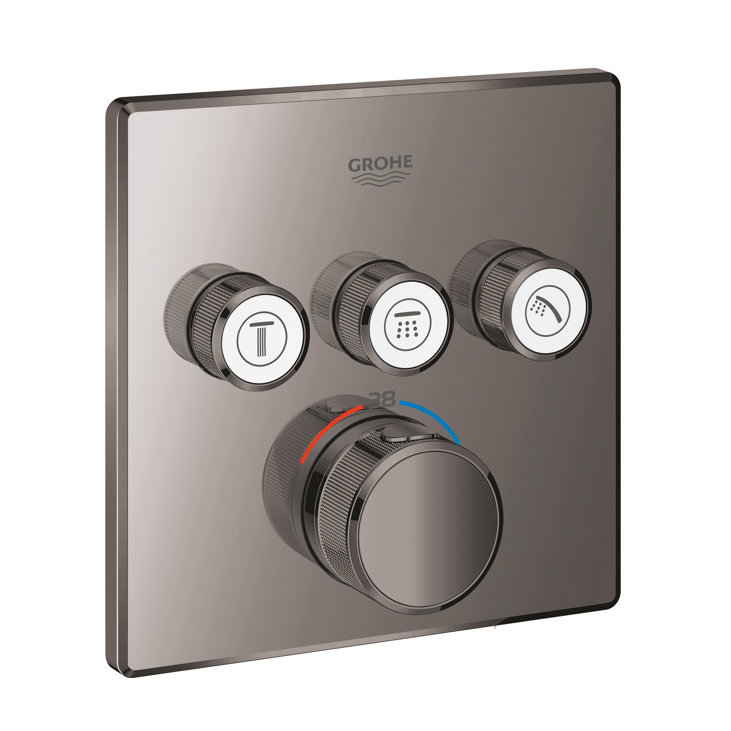 Grohe Unitate comanda grohe smartcontrol cube 29126a00, 1/2'', aparent, 3 iesiri, termostat, necesita set fixare, lucios, grafit