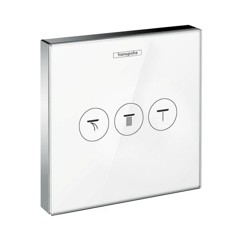 Hansgrohe Unitate comanda dus hansgrohe showerselect 15736400, 1/2'', 3 iesiri, butoane select, necesita set fixare, sticla, crom