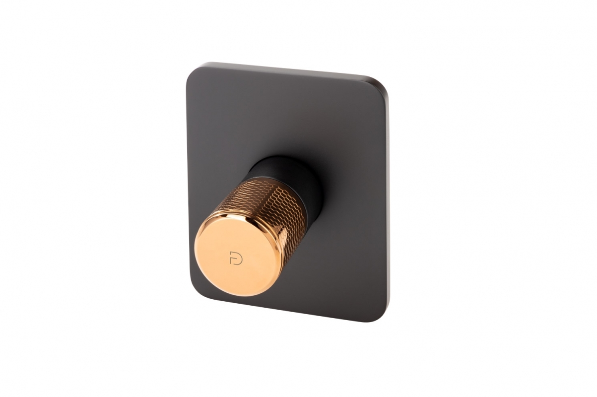 FDesign Unitate comanda fdesign ardesia fd1-ard-7pa-25, 1/2'', incastrat, 1 iesire, include mixer incastrat, mat, negru / cupru