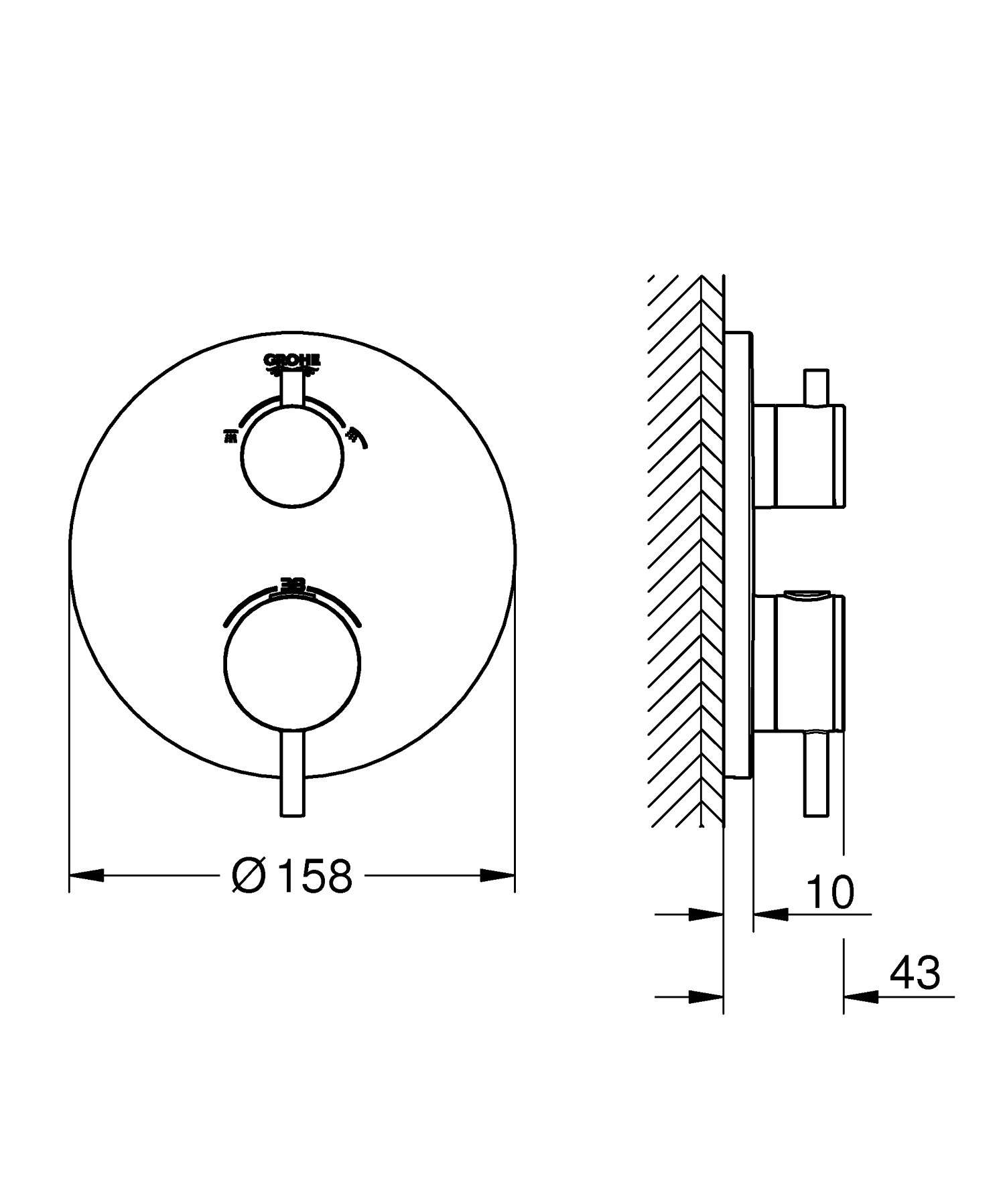 Unitate comanda Grohe 24135003, Atrio, tip comanda monocomanda, tip incastrare aparent, termostat, crom [3]