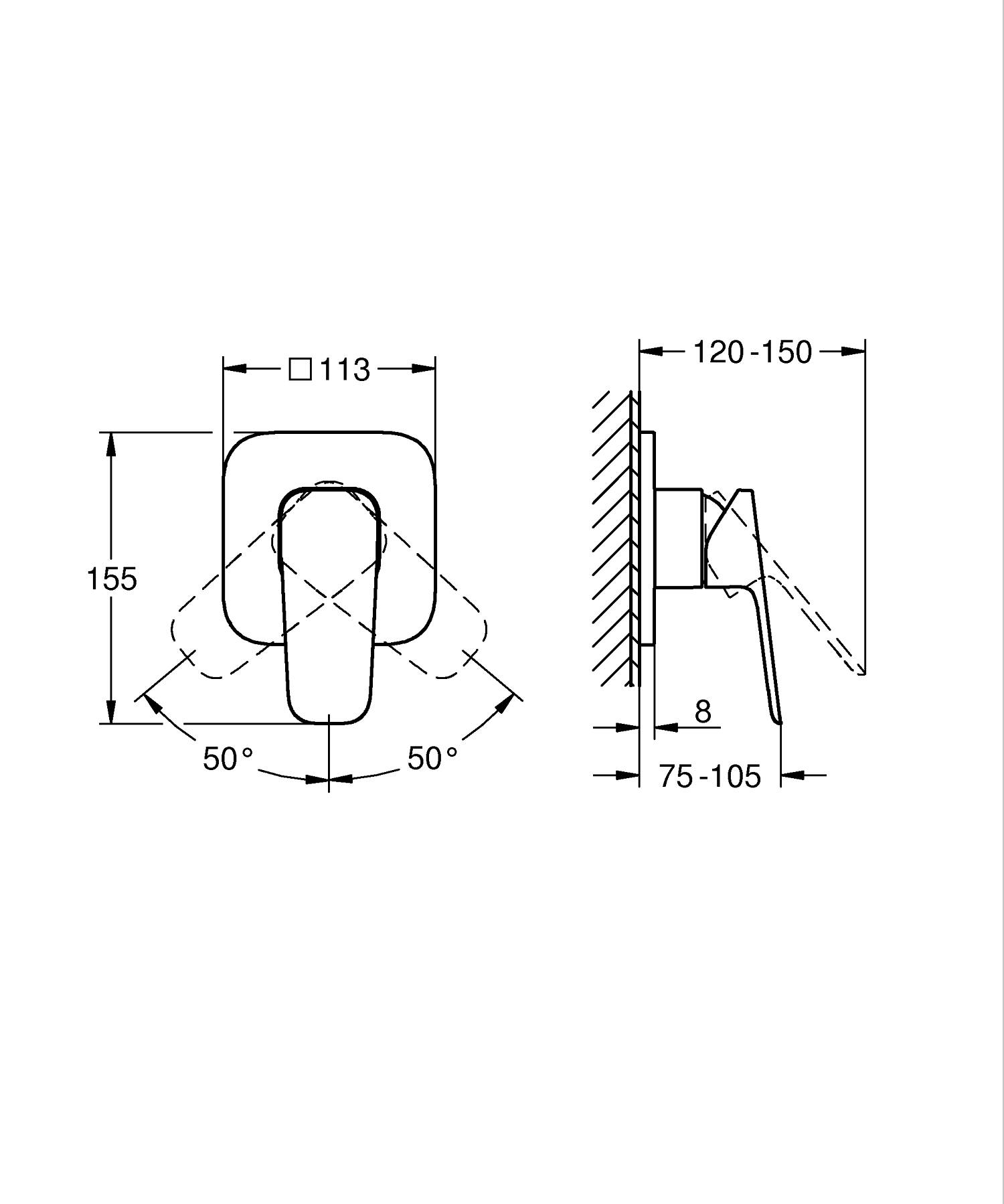 Unitate comanda Grohe 1017750000, Cubeo, tip incastrare incastrat, tip comanda monocomanda, dimensiune racord 1/2, crom [3]