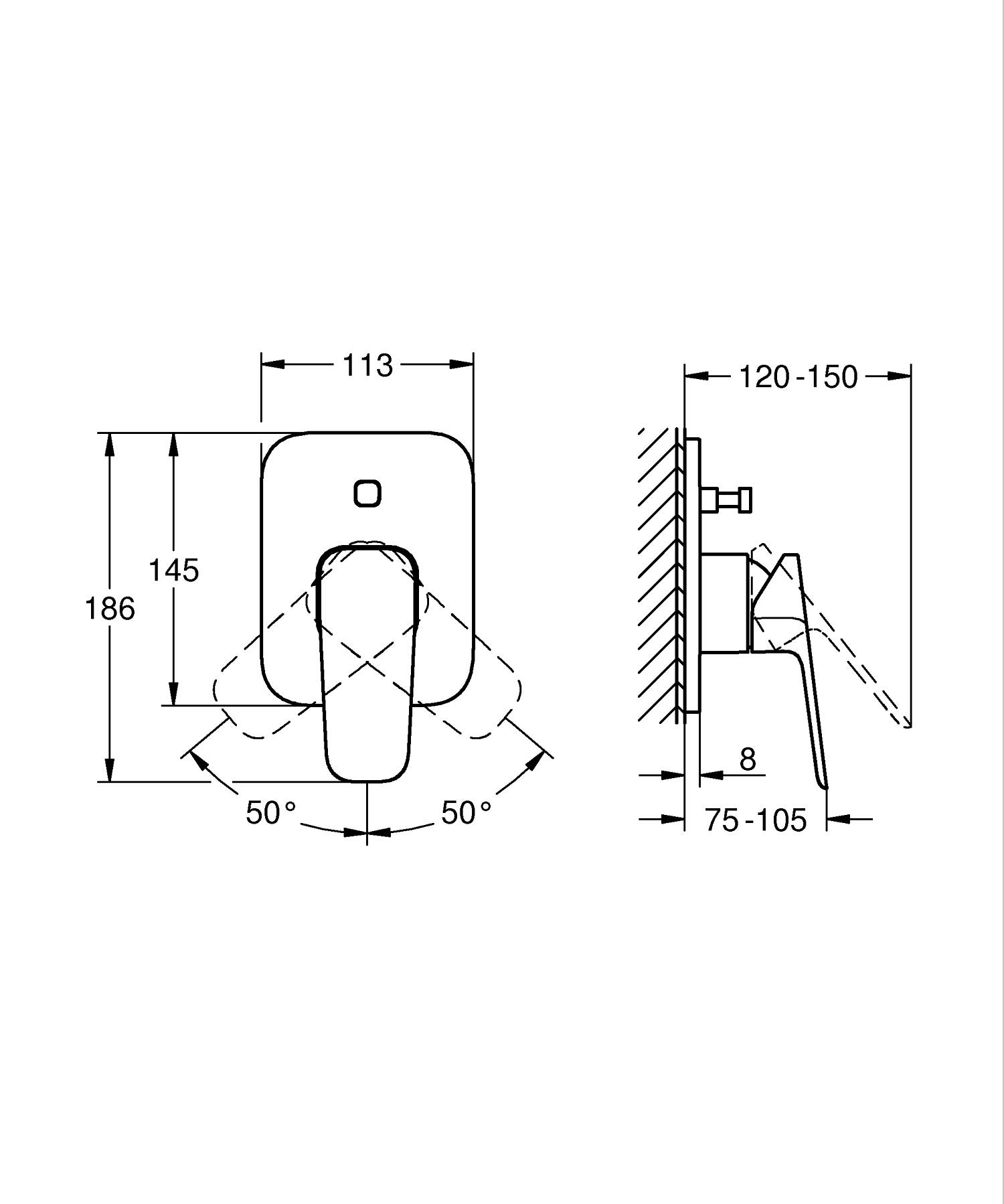 Unitate comanda Grohe 1017760000, Cubeo, tip incastrare incastrat, tip comanda monocomanda, dimensiune racord 1/2, crom [4]