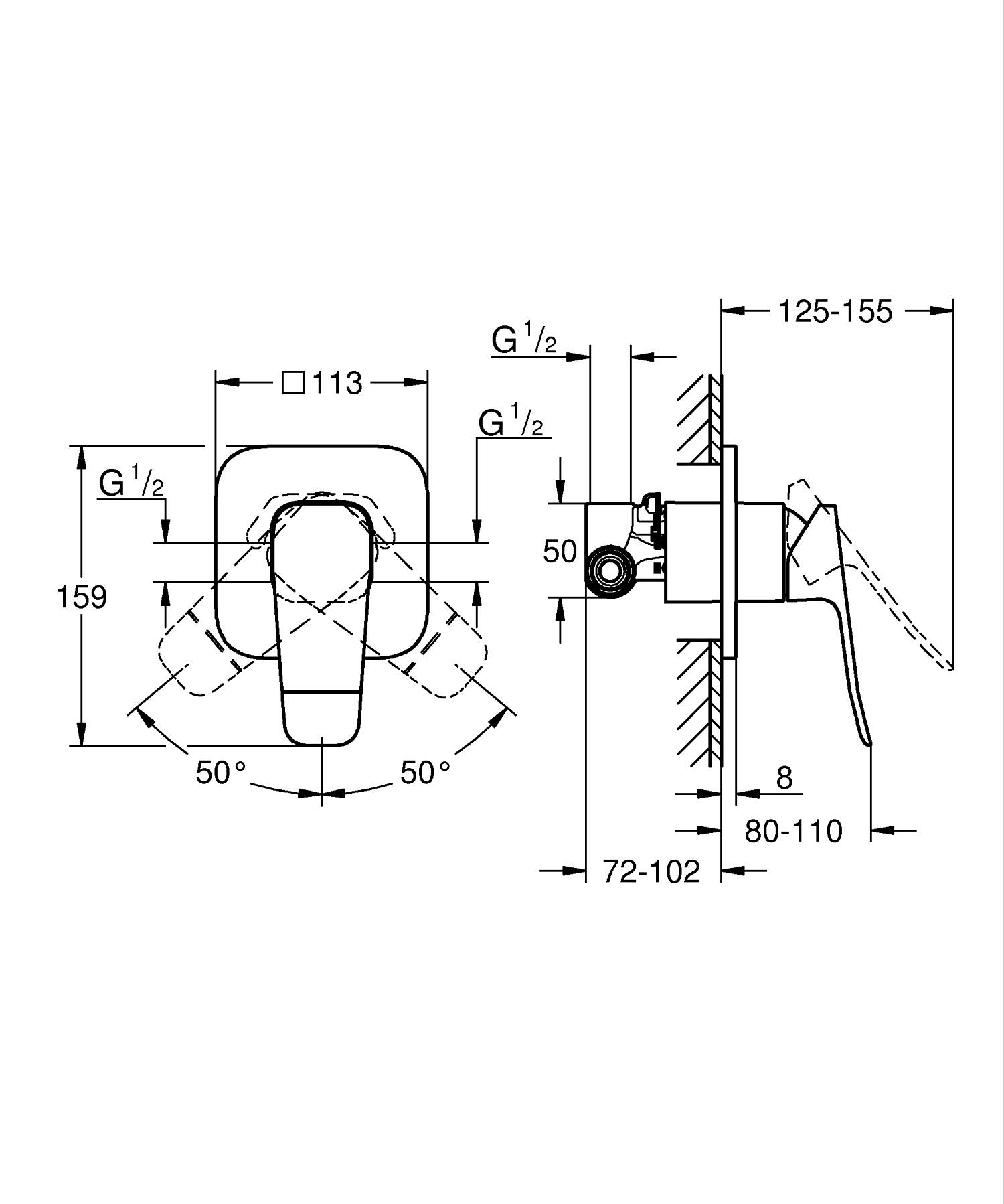 Unitate comanda Grohe 1018910000, Dice, tip incastrare incastrat, tip comanda monocomanda, dimensiune racord 1/2, crom [9]