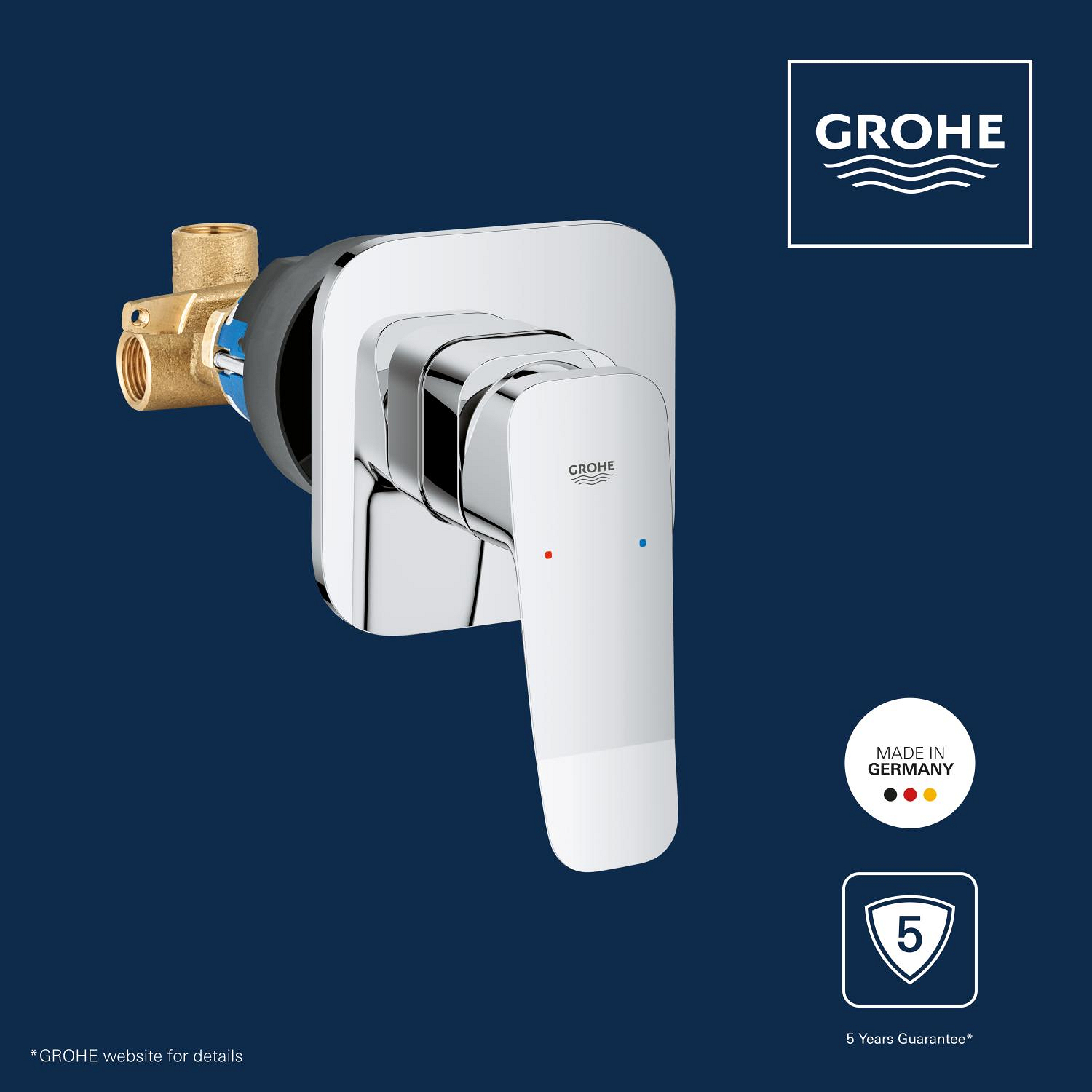 Unitate comanda Grohe 1018910000, Dice, tip incastrare incastrat, tip comanda monocomanda, dimensiune racord 1/2, crom [5]
