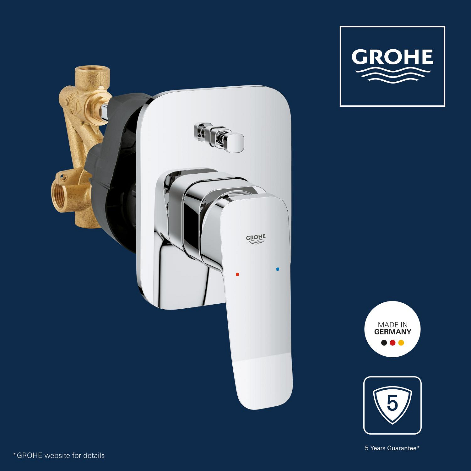 Unitate comanda Grohe 1018900000, Dice, tip incastrare incastrat, tip comanda monocomanda, dimensiune racord 1/2, crom [5]