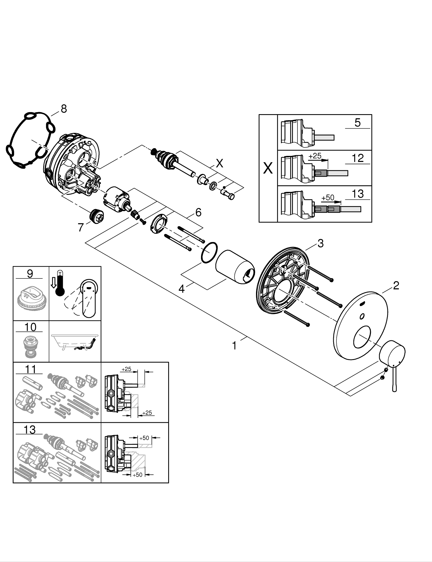 Unitate comanda Grohe 24167001, Essence, tip comanda monocomanda, tip incastrare aparent, numar iesiri 2, crom [5]