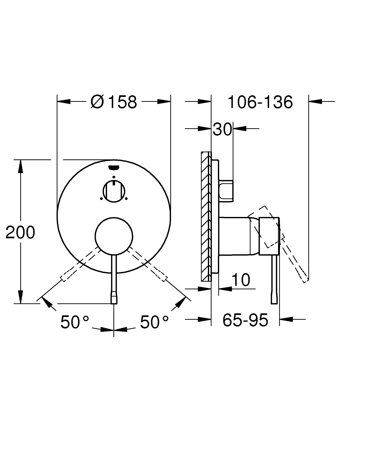Unitate comanda Grohe 24169001, Essence, tip comanda monocomanda, tip incastrare aparent, numar iesiri 3, crom [3]