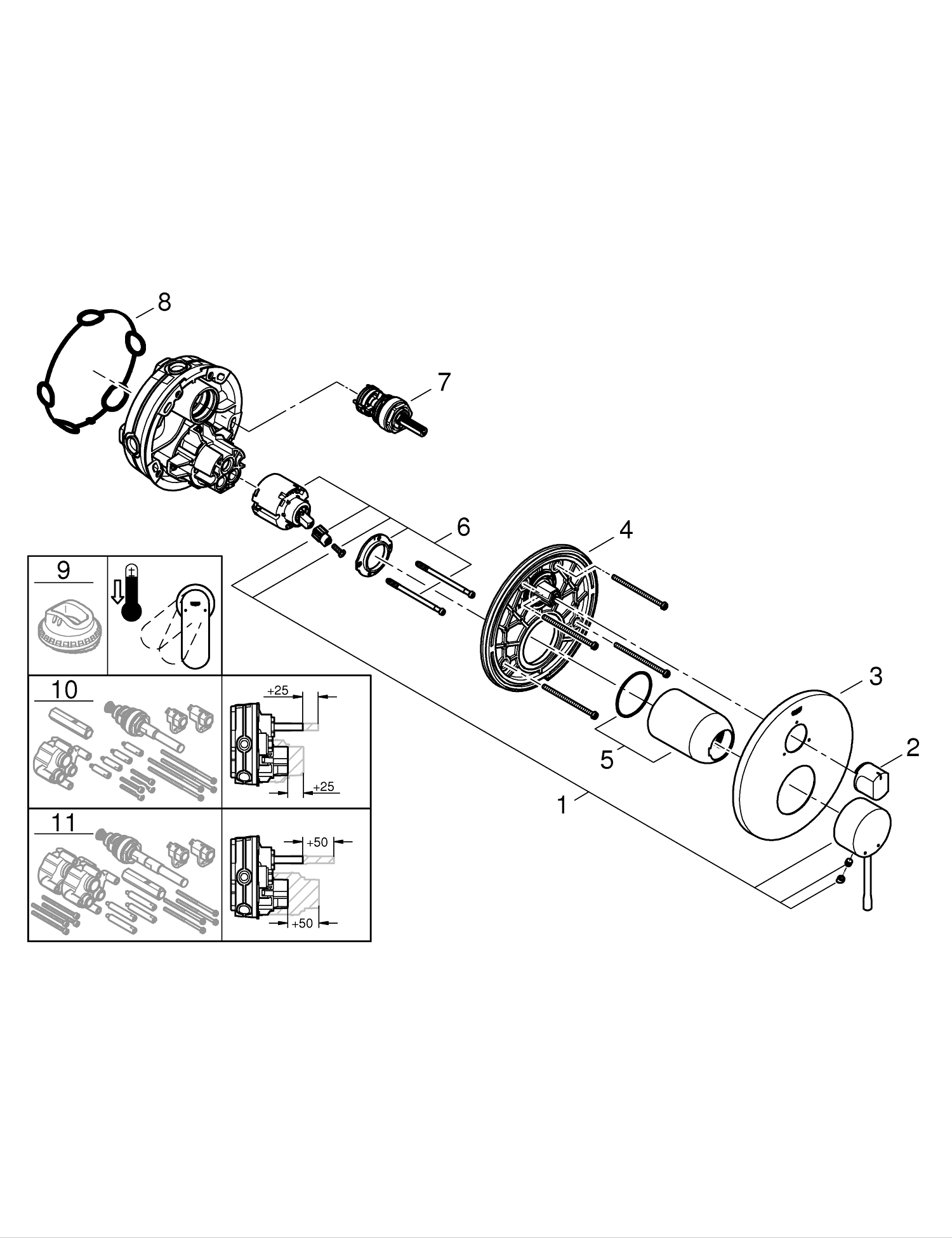 Unitate comanda Grohe 24169001, Essence, tip comanda monocomanda, tip incastrare aparent, numar iesiri 3, crom [4]