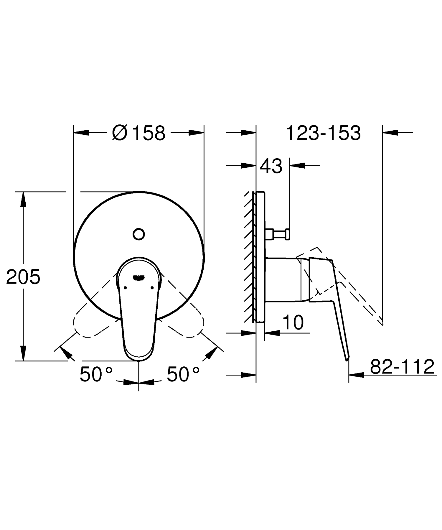 Unitate comanda Grohe 24056002, Eurodisc Cosmo, tip comanda monocomanda, tip incastrare aparent, crom [3]