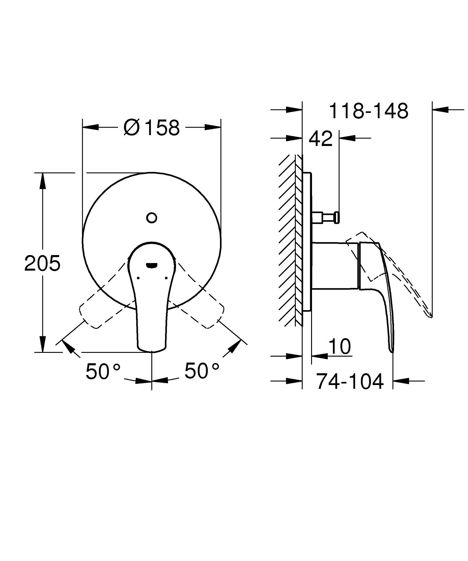 Unitate comanda Grohe 24043003, Eurosmart, tip comanda monocomanda, tip incastrare aparent, numar iesiri 2, crom [5]