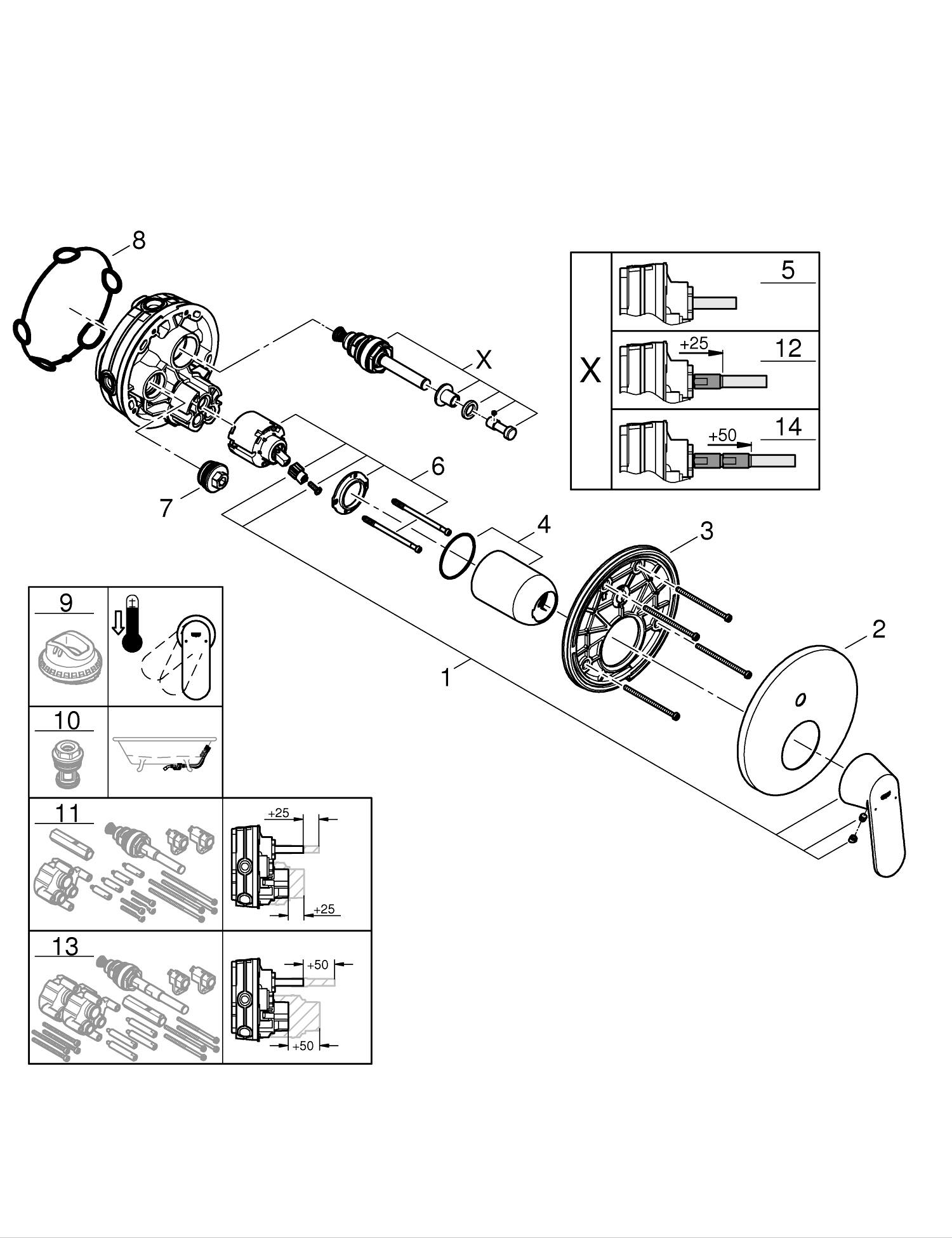 Unitate comanda Grohe 24045000, Eurosmart Cosmo, tip comanda dubla comanda, tip incastrare aparent, crom [4]