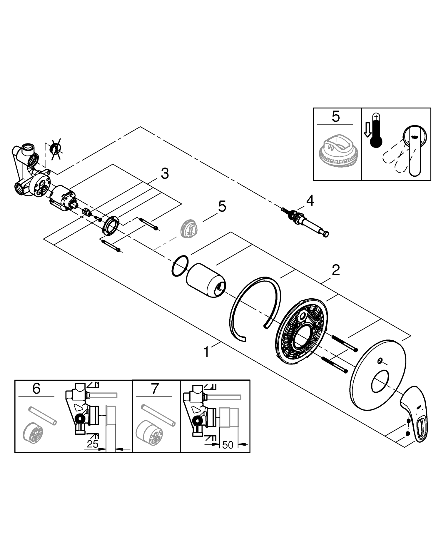 Unitate comanda Grohe 33637003, Eurostyle, tip comanda monocomanda, ti