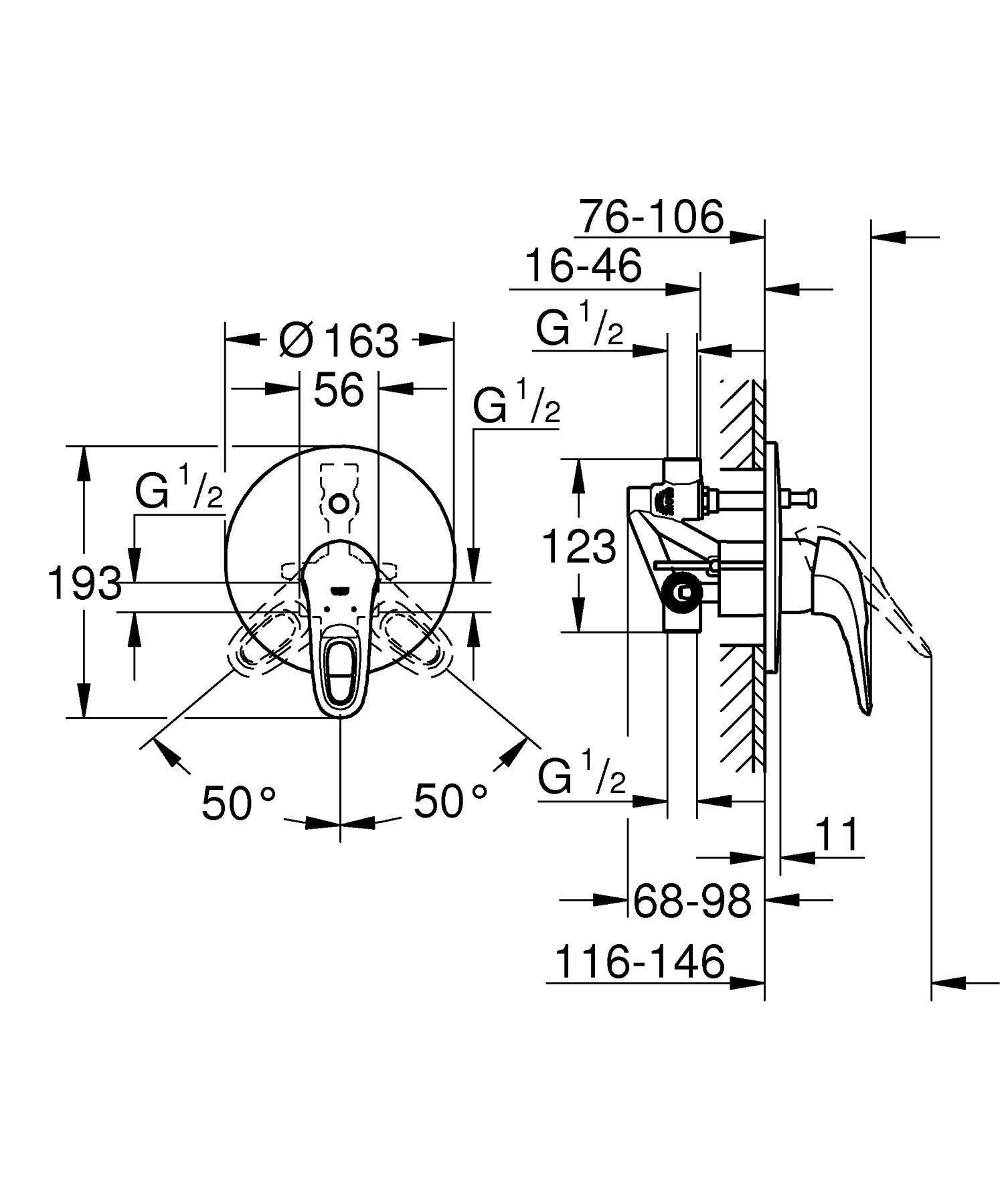 Unitate comanda Grohe 33637003, Eurostyle, tip comanda monocomanda, ti