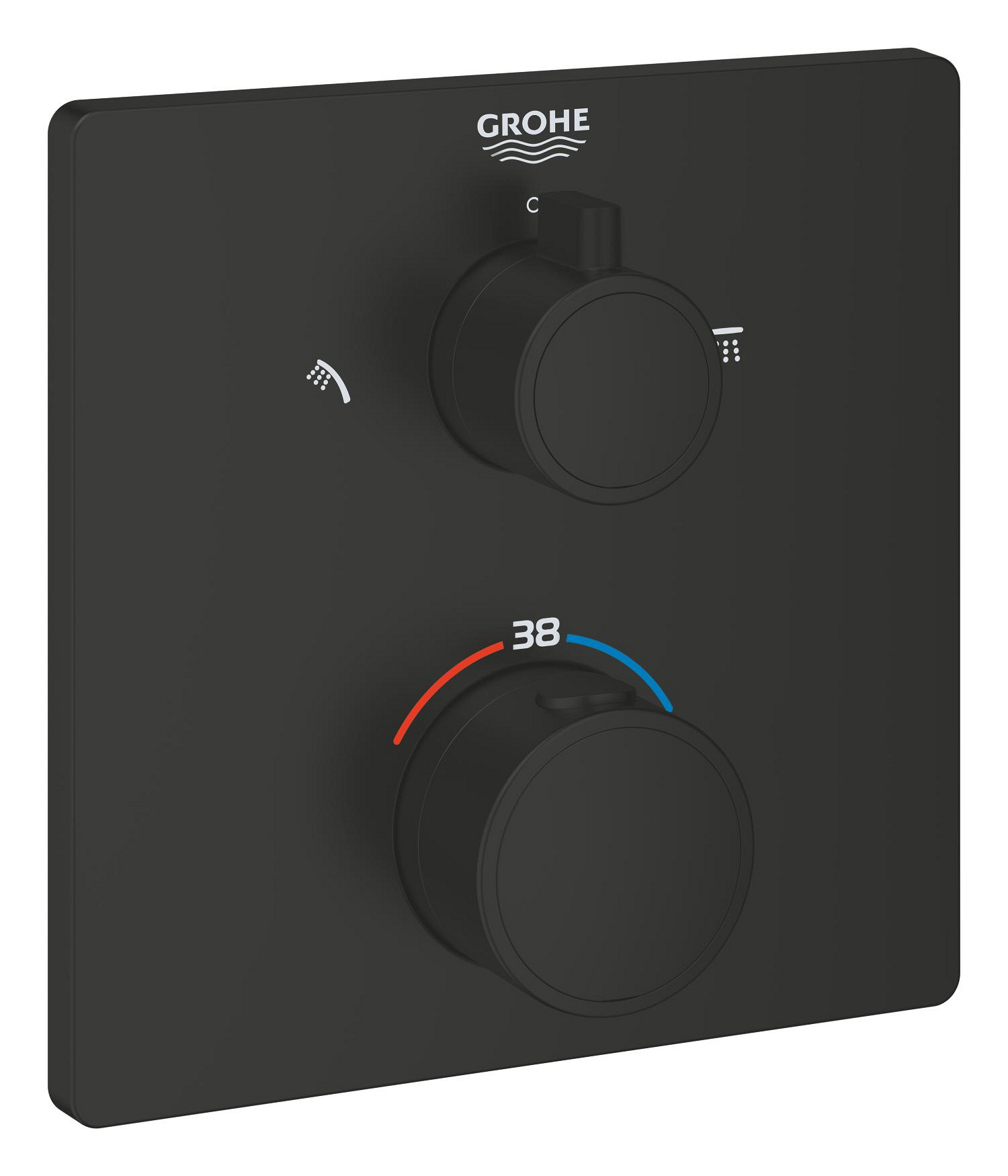 Grohe Unitate comanda grohe grohtherm cube, aparenta, termostat, 2 iesiri, necesita valva, mat, negru, 1022092430