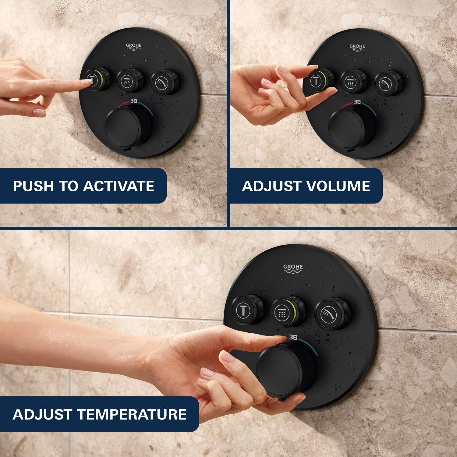 Unitate comanda Grohe 291212430, Grohtherm SmartControl, tip incastrare incastrat, tip comanda dubla comanda, negru [10]