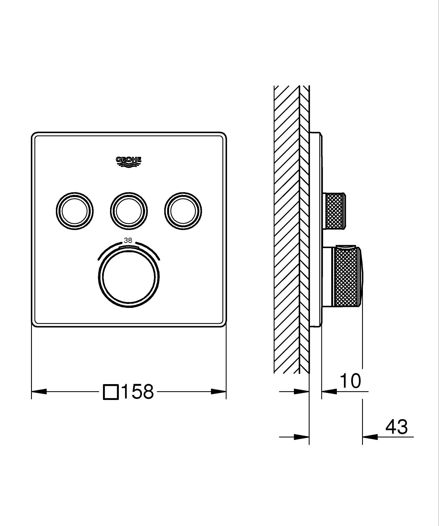Unitate comanda Grohe 291262430, Grohtherm SmartControl, tip incastrare incastrat, tip comanda dubla comanda, negru [15]