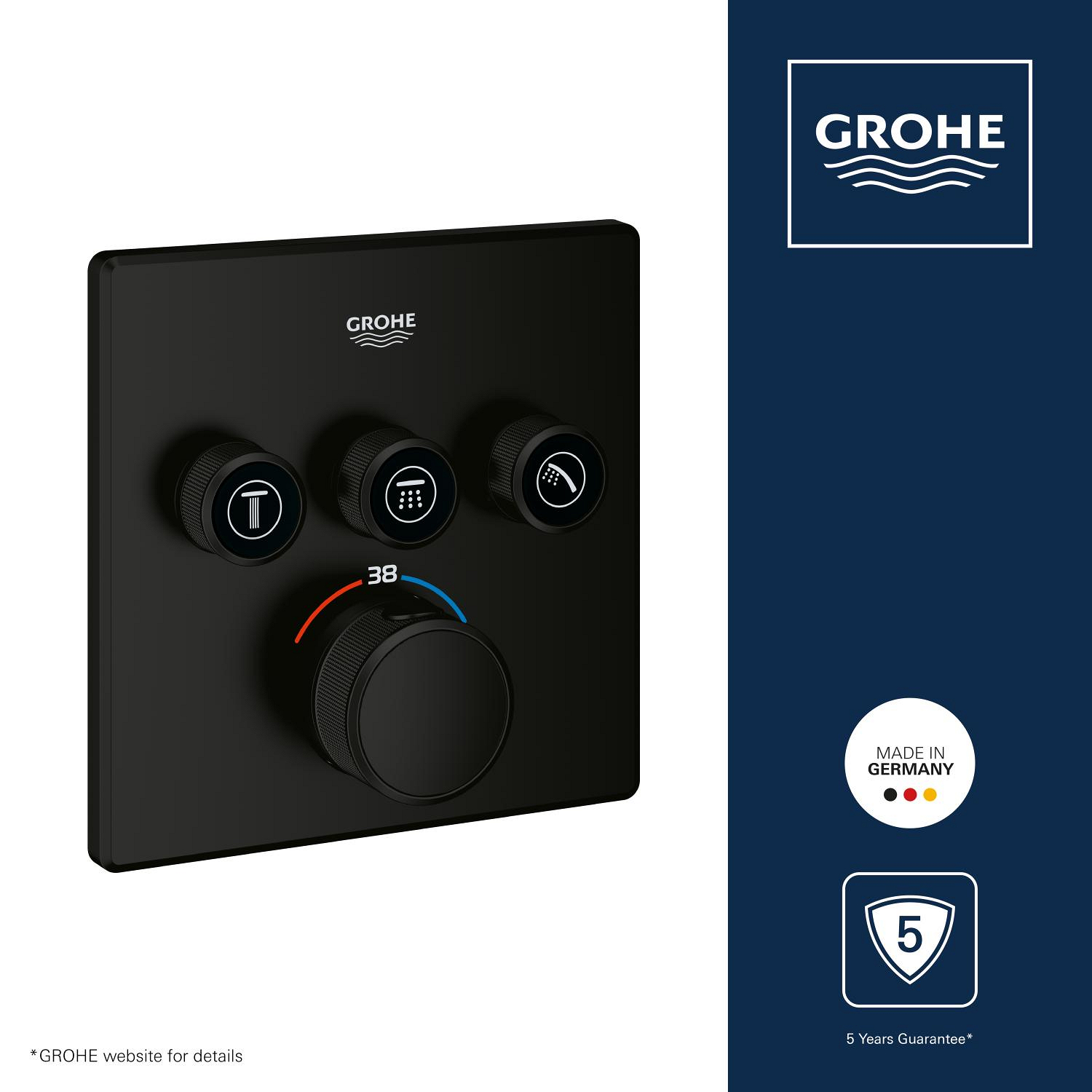 Unitate comanda Grohe 291262430, Grohtherm SmartControl, tip incastrare incastrat, tip comanda dubla comanda, negru [11]