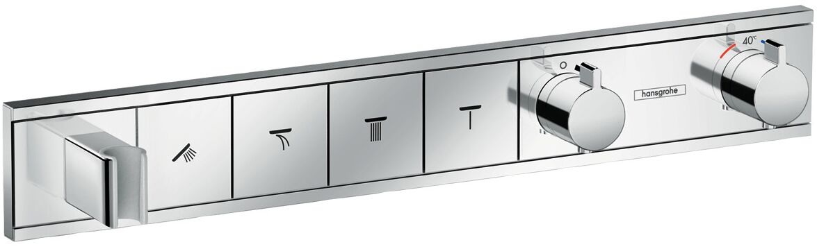 Hansgrohe Unitate comanda hansgrohe rainselect 15357000, 1/2'', 4 iesiri, termostat, suport dus, necesita set fixare, crom