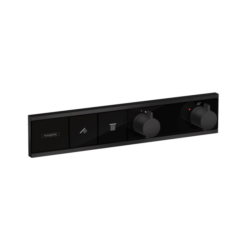 Hansgrohe Unitate comanda hansgrohe rainselect 15380670, 1/2'', 2 iesiri, termostat, necesita set fixare, mat, negru