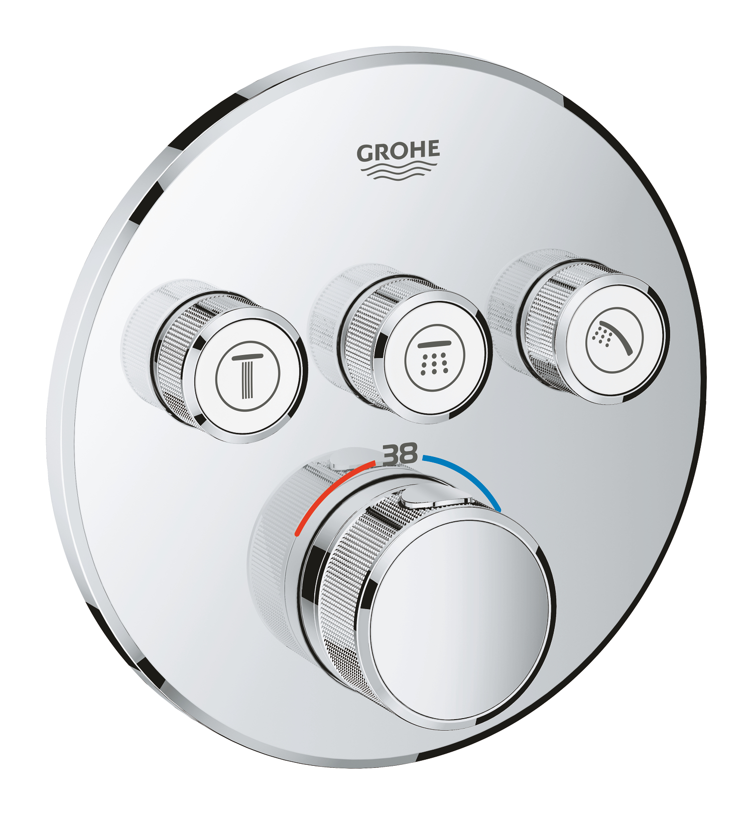 Unitate control Grohe 29121000, 158 mm, 10 mm, 3 iesiri, 2 functii palarie dus, 1/2 dimensiune racord, Crom