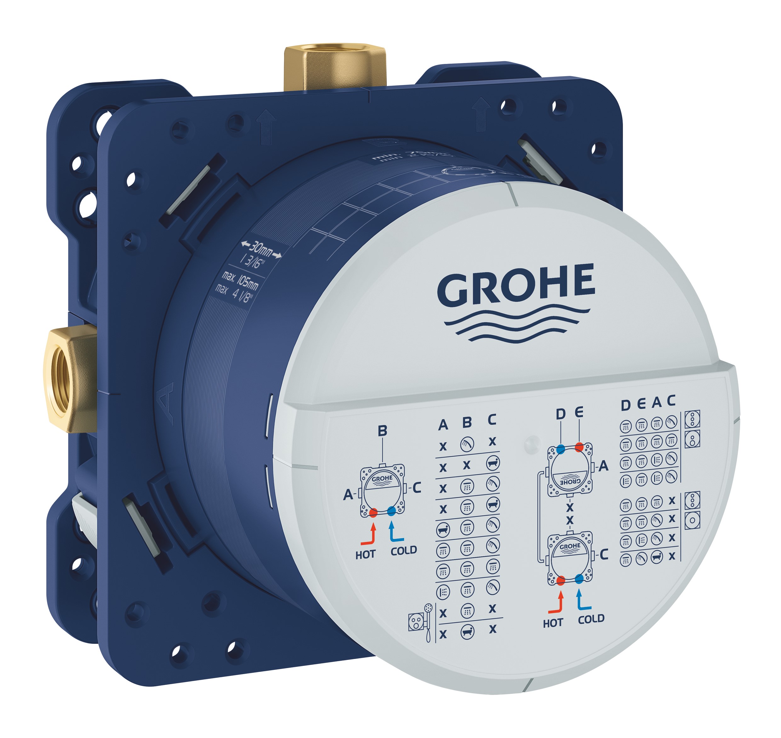 Grohe Unitate instalare incastrat grohe rapido smartbox 35600000, 1/2'', 3 iesiri, 2 intrari, alama