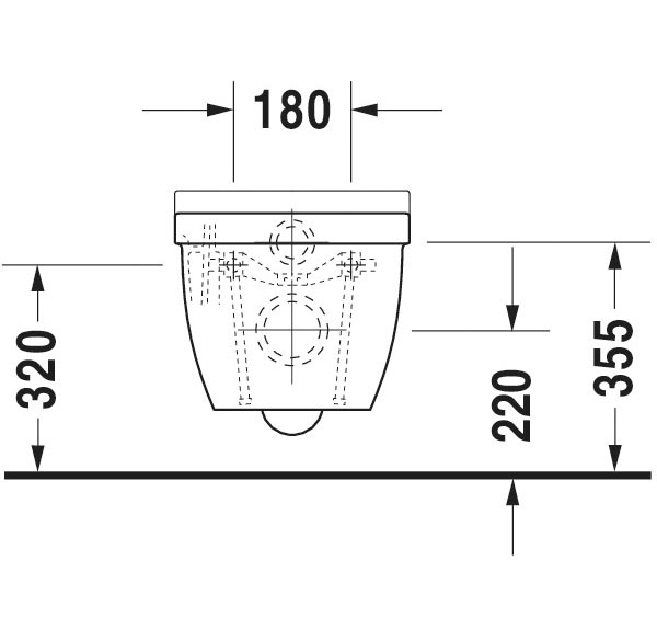 Vas WC Duravit 2225090000, Starck 3, montaj suspendat, tip clatire jet de apa, tip evacuare orizontala, alb [9]