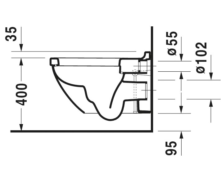 Vas WC Duravit 2225090000, Starck 3, montaj suspendat, tip clatire jet de apa, tip evacuare orizontala, alb [8]