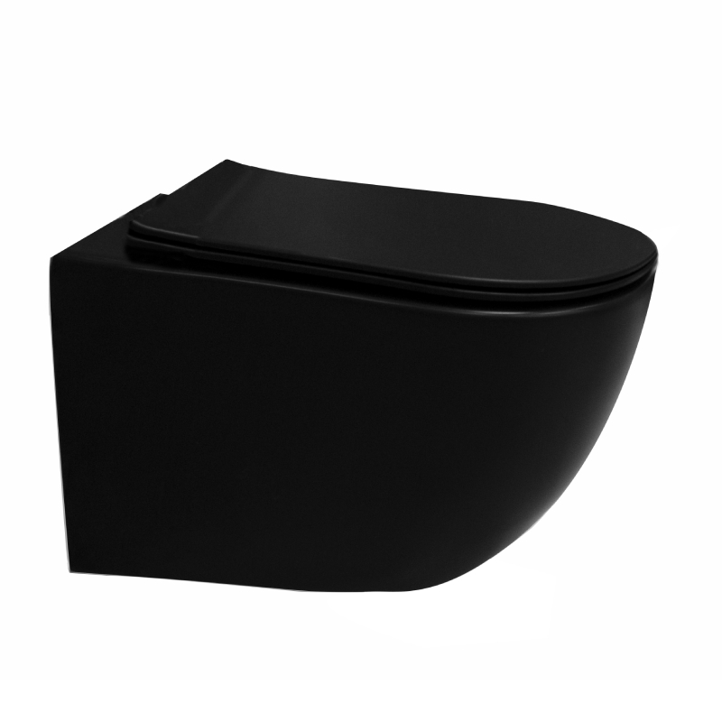 Fluminia Vas wc fluminia minerva, suspendat, rimless, capac softclose, negru, 2210rbm