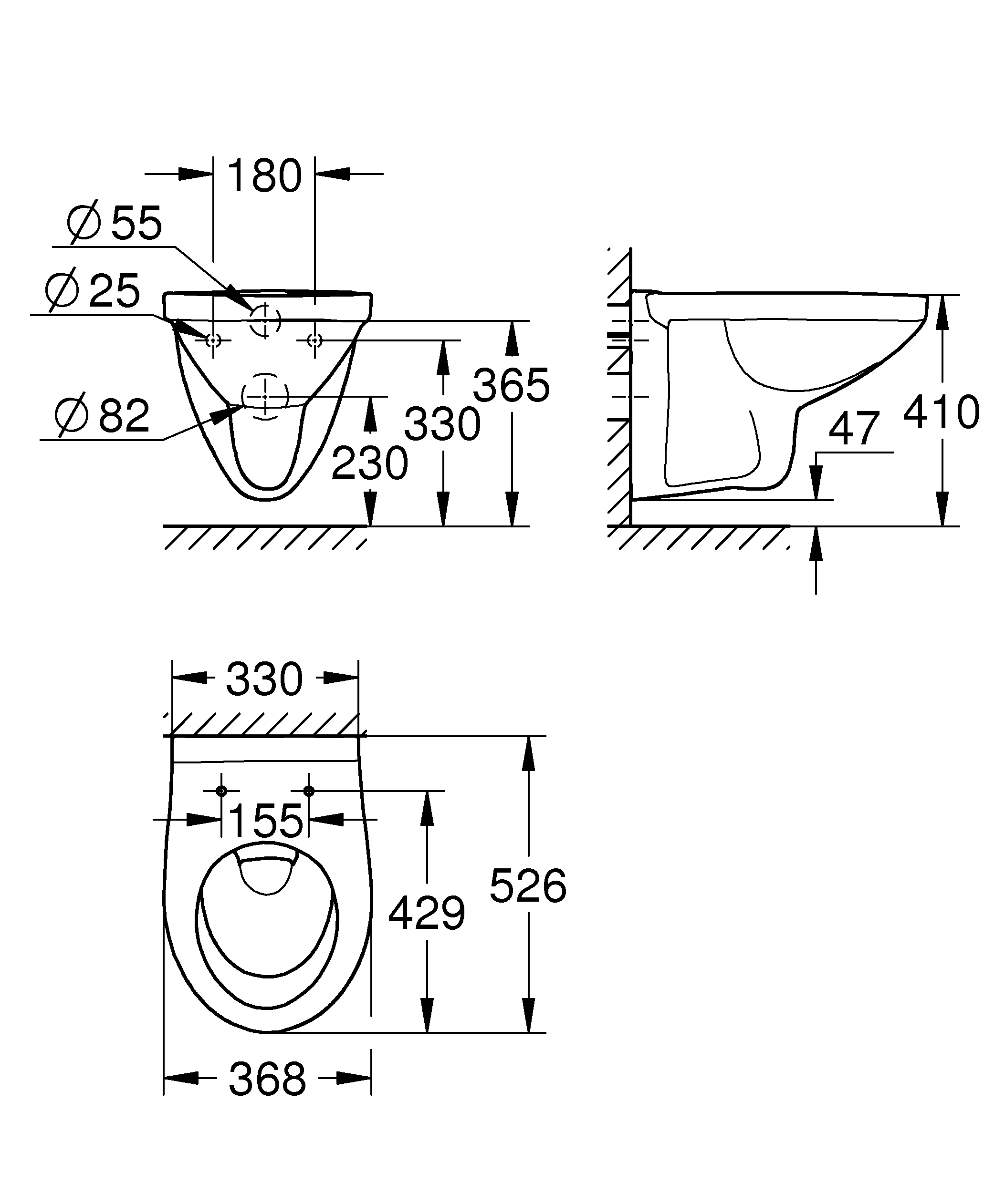 Vas WC Grohe 39491000, 526 mm, 363 mm, 368 mm, 1 functii speciale, suspendat, interior zona montaj, Alb