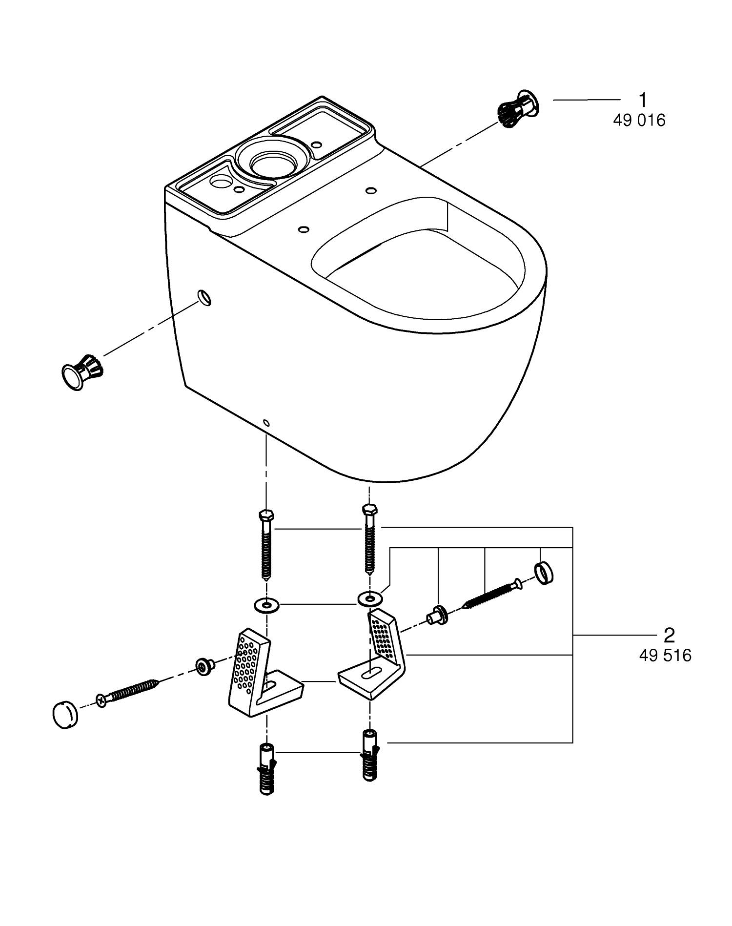 Vas WC Grohe 39910000, Bau Ceramic, montaj pe podea, tip clatire jet de apa, tip evacuare verticala, orizontala, alb [4]
