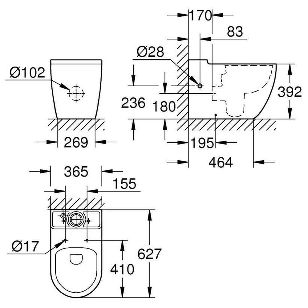 Vas WC Grohe 39910000, Bau Ceramic, montaj pe podea, tip clatire jet de apa, tip evacuare verticala, orizontala, alb [5]