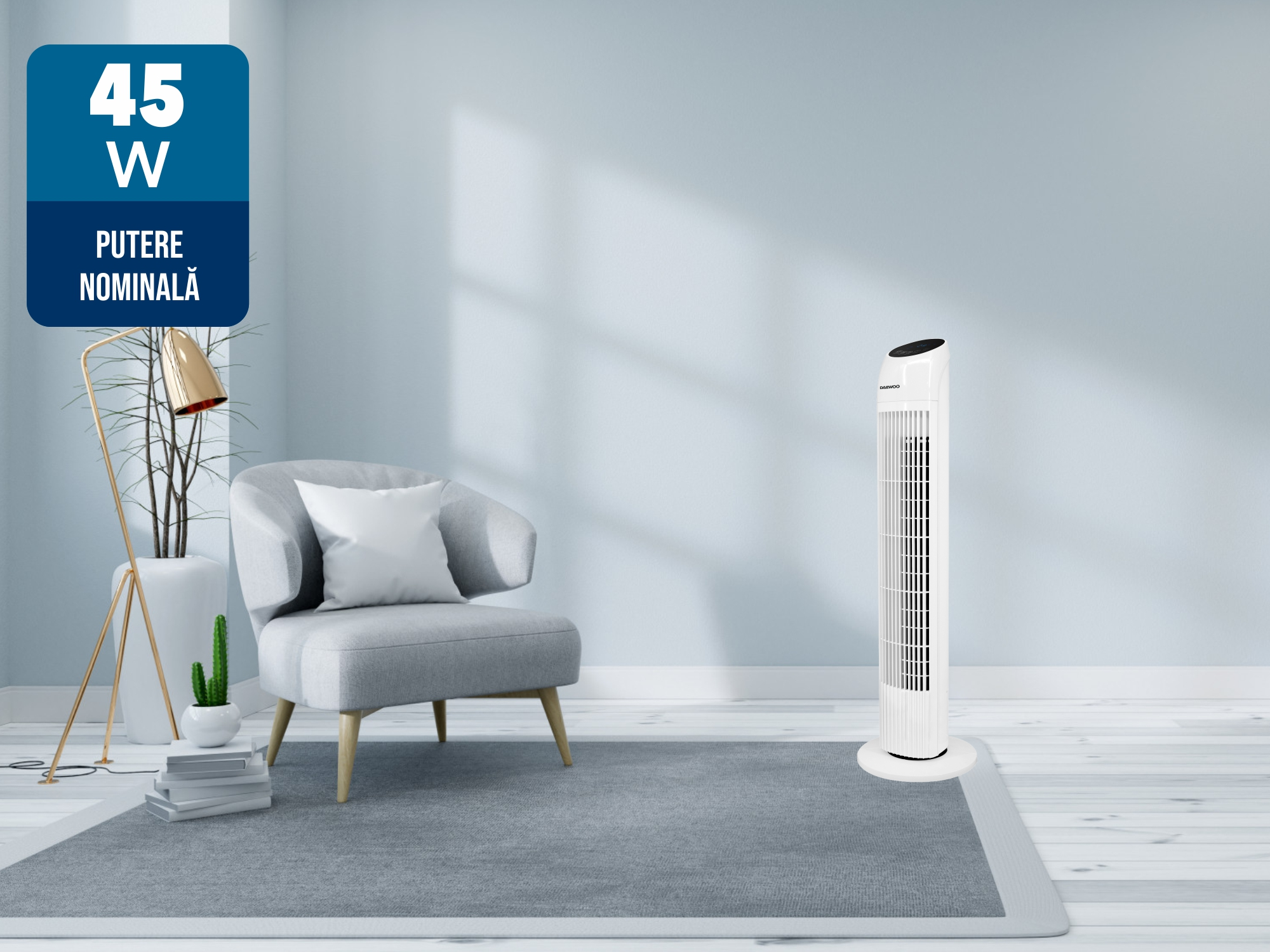 Ventilator turn Daewoo DDV300, montaj pe podea, tip utilizare rezidential, zona utilizare interior, alb [6]