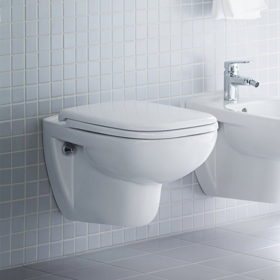 Set vas WC Duravit 45351900A1, D-Code, montaj suspendat, tip clatire jet de apa, tip evacuare orizontala, alb [5]
