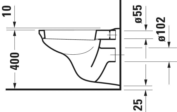 Vas WC Duravit 0184090000, D-Code, montaj suspendat, tip clatire jet de apa, tip evacuare orizontala, alb [9]
