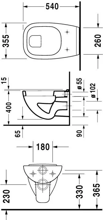 Vas WC Duravit 22100900002, D-Code, montaj suspendat, tip clatire jet de apa, tip evacuare orizontala, alb [3]