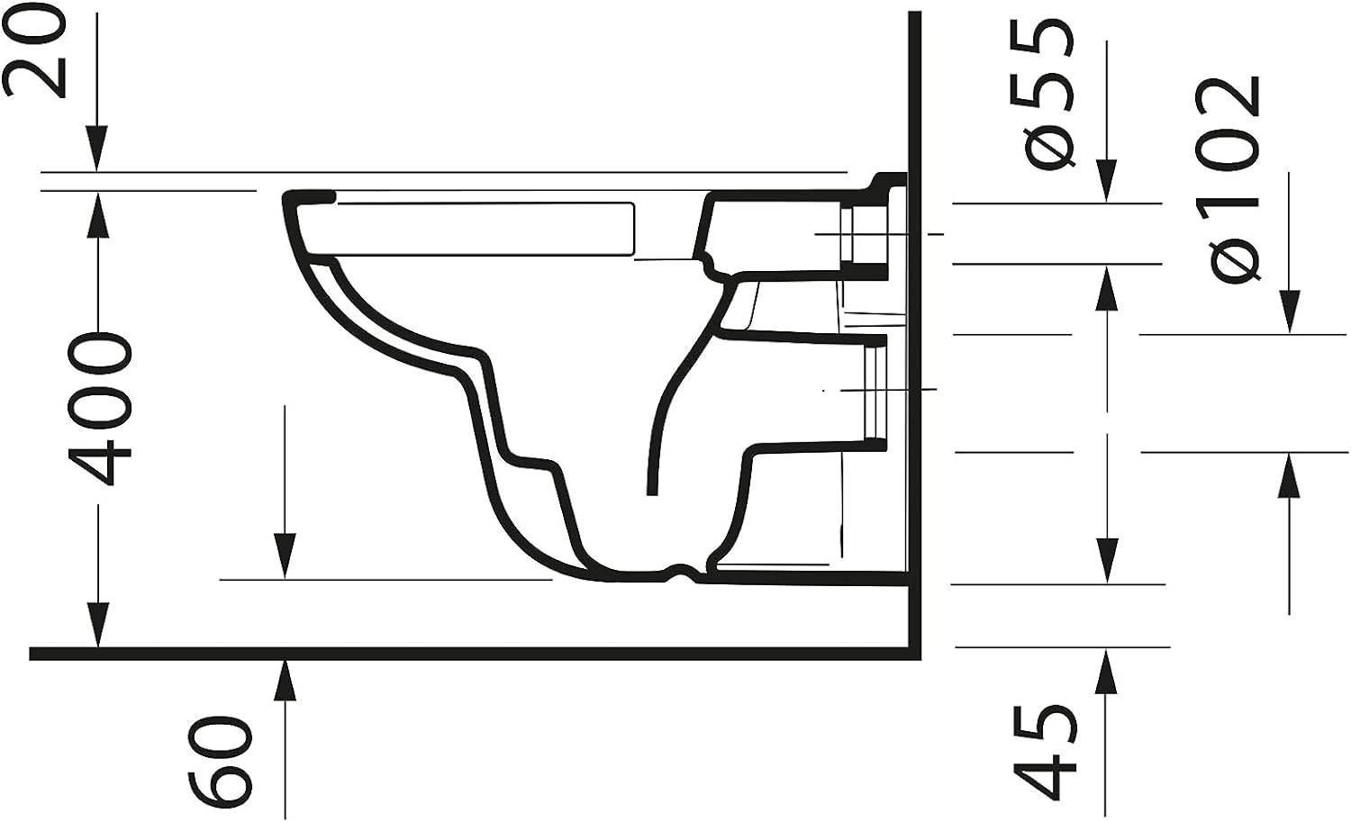 Set vas WC Duravit 45700900A1, D-Code, montaj suspendat, zona montaj interior, tip clatire jet de apa, alb [14]