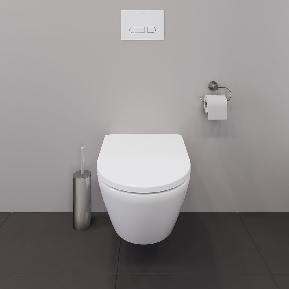 Set vas WC Duravit 45780900A1, D-Neo, montaj suspendat, tip clatire jet de apa, tip evacuare orizontala, alb [12]