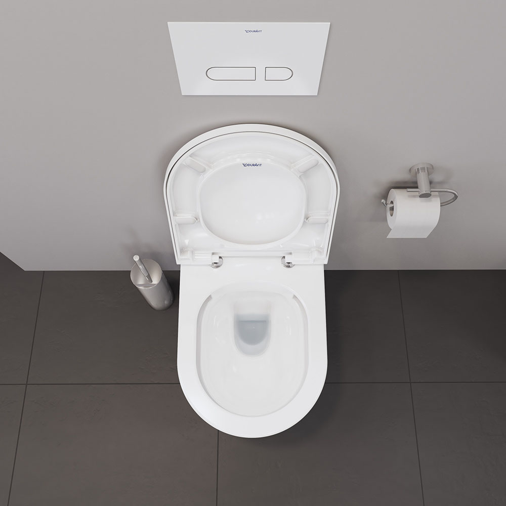 Set vas WC Duravit 45780900A1, D-Neo, montaj suspendat, tip clatire jet de apa, tip evacuare orizontala, alb [14]