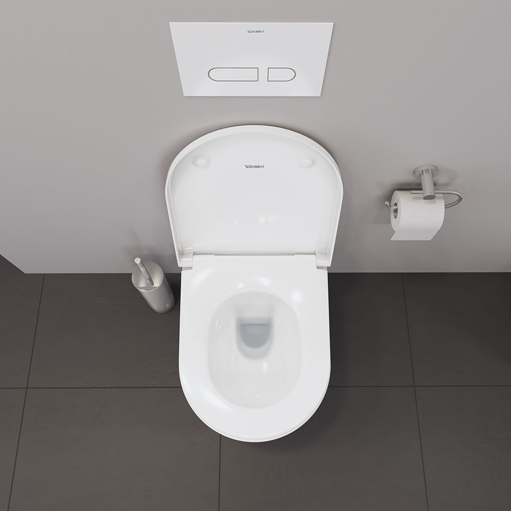 Set vas WC Duravit 45780900A1, D-Neo, montaj suspendat, tip clatire jet de apa, tip evacuare orizontala, alb [11]