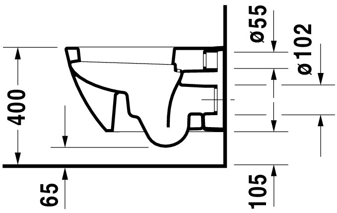 Vas WC Duravit 2221090000, Happy D.2, montaj suspendat, tip clatire jet de apa, tip evacuare orizontala, alb [7]