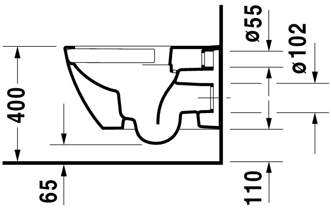 Vas WC Duravit 2222090000, Happy D.2, montaj suspendat, tip clatire jet de apa, tip evacuare orizontala, alb [17]