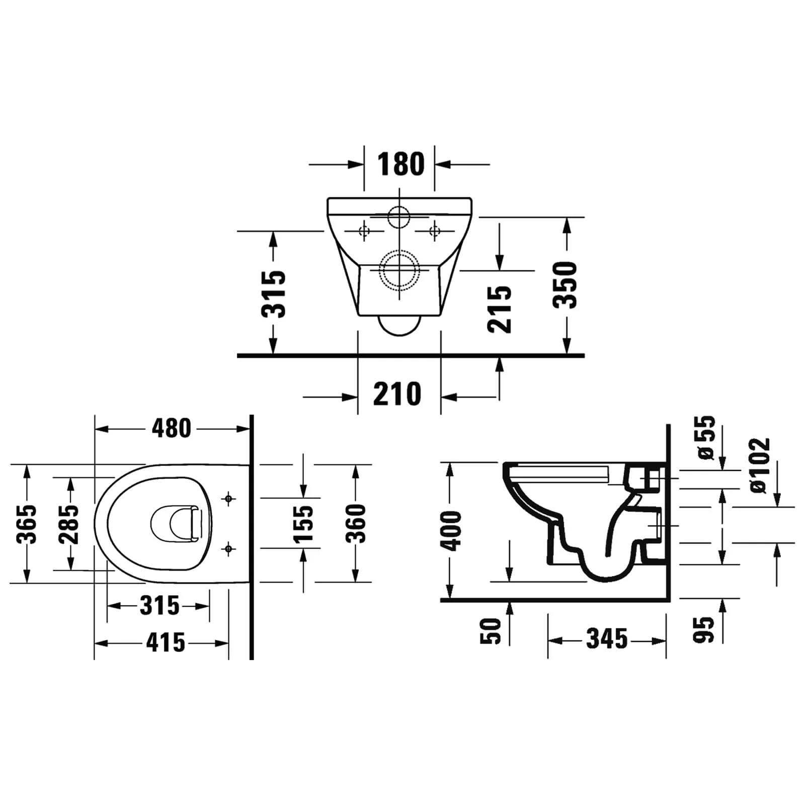 Set vas WC Duravit 45750900A1, No 1, montaj suspendat, tip clatire jet de apa, tip evacuare orizontala, alb [16]