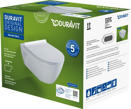Set vas WC Duravit 45820900A1, No 1, montaj suspendat, tip clatire jet de apa, tip evacuare orizontala, alb [3]