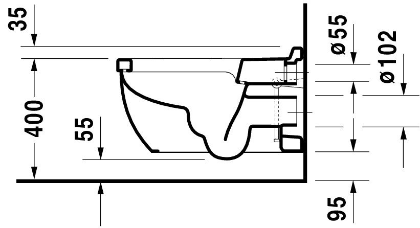 Vas WC Duravit 2226090000, Starck 3, montaj suspendat, tip clatire jet de apa, tip evacuare orizontala, alb [7]