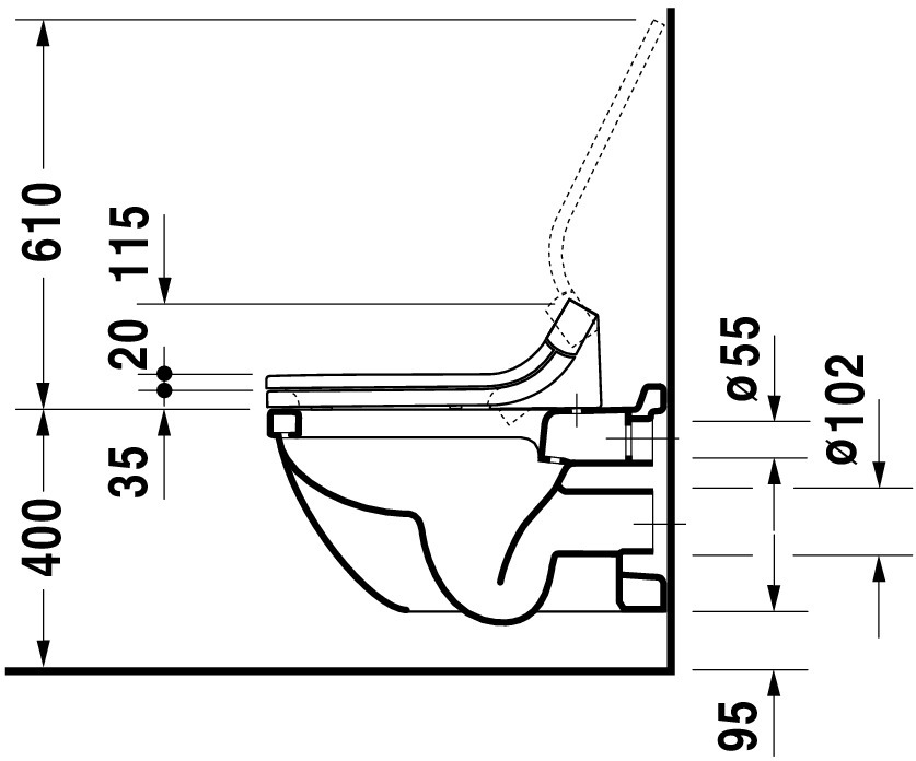 Vas WC Duravit 2226090000, Starck 3, montaj suspendat, tip clatire jet de apa, tip evacuare orizontala, alb [8]