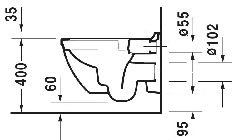 Vas WC Duravit 2527090000, Starck 3, montaj suspendat, tip clatire jet de apa, tip evacuare orizontala, alb [4]