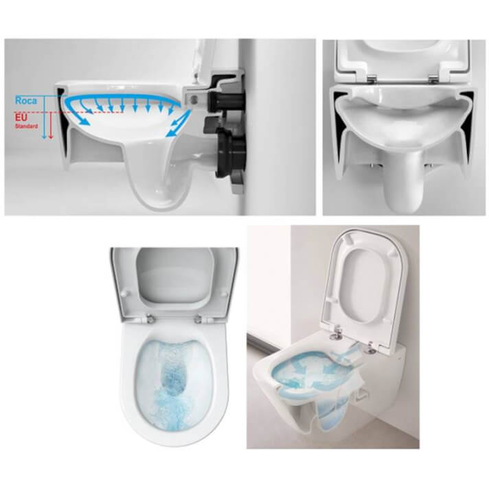 Vas WC Roca A346527000, Inspira, montaj suspendat, tip clatire jet de apa, tip evacuare orizontala, alb [12]