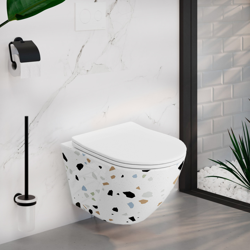 Spectrum Wc spectrum trendi stone, suspendat, rimless, capac softclose, alb mozaic, 26496