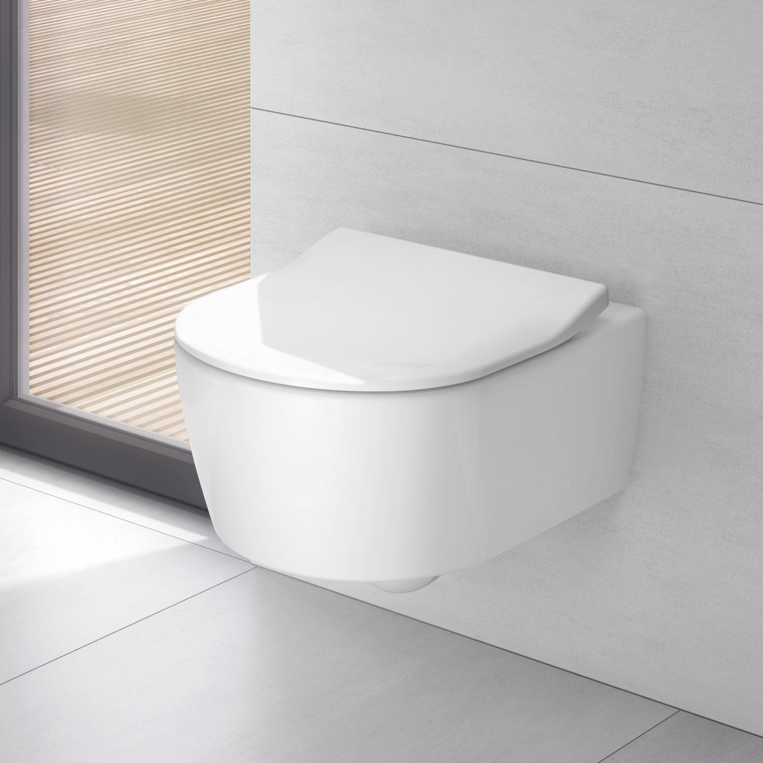 Villeroy and Boch Wc villeroy & boch avento, suspendat, directflush, ceramicplus, capac softclose, alb, 5656rsr1