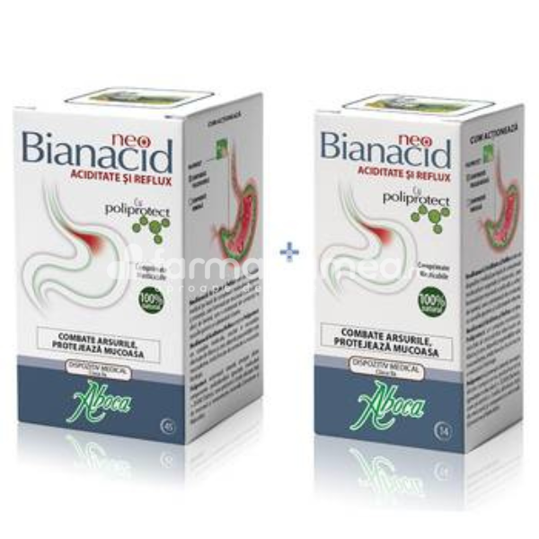 Antibalonare și antiflatulență - Aboca NeoBianacid aciditate si reflux gastric, 45 + 14 comprimate masticabile, farmaciamea.ro